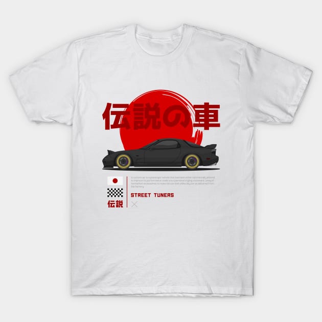 Street Tuners Black FD3s RX7 JDM T-Shirt by GoldenTuners